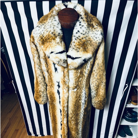Pamela McCoy Full Length Bobcat Lynx Faux Fur Coat - Picture 2 of 8